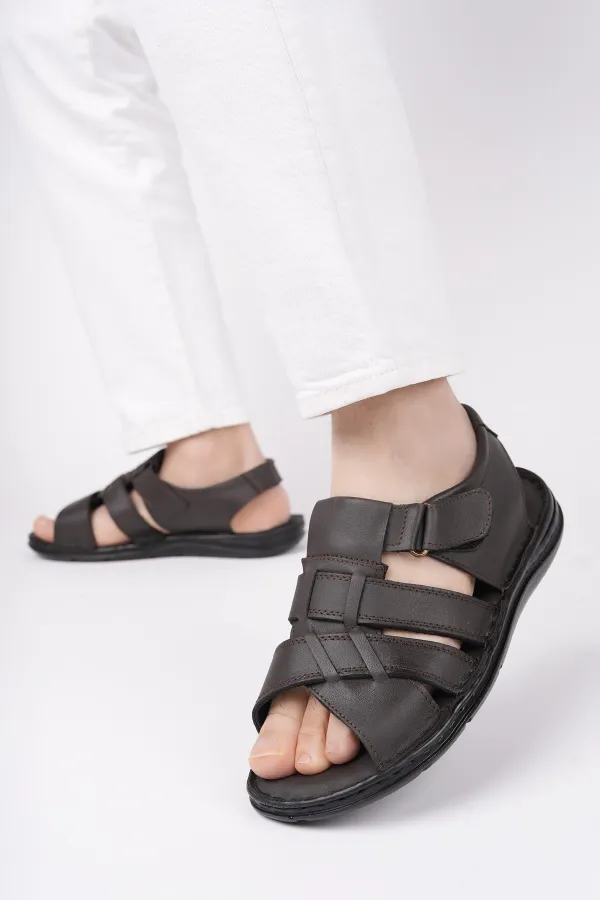 Muggo Charles Guaranteed Men's Casual Genuine Leather Comfortable Soft Sole Orthopedic Sandals