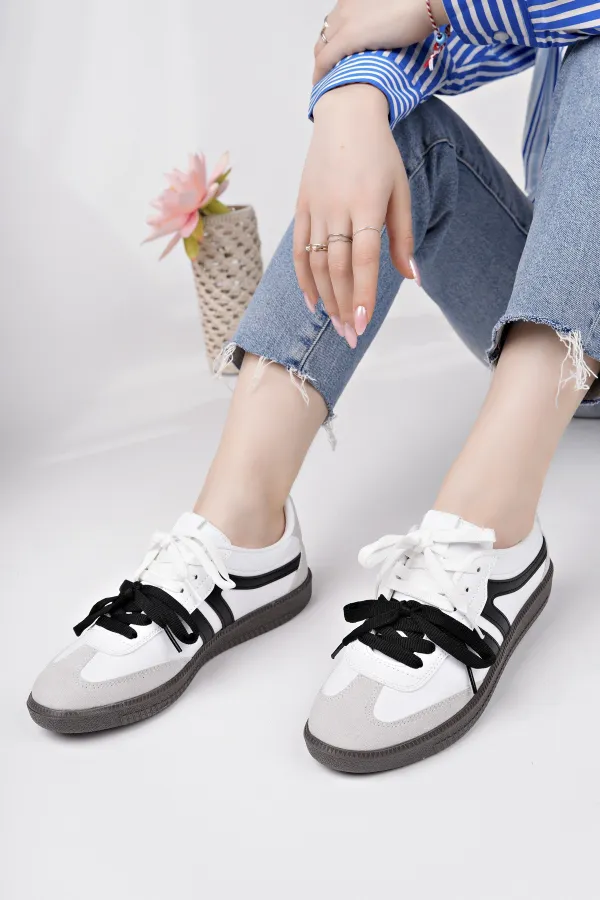 Muggo RETRO Çift Bağcıklı Günlük Kadın Sneaker Spor Ayakkabı