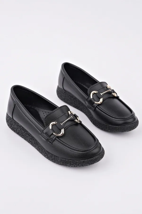 Muggo POLARA Thick Sole Buckle Detail Women's Casual Loafer Shoes 