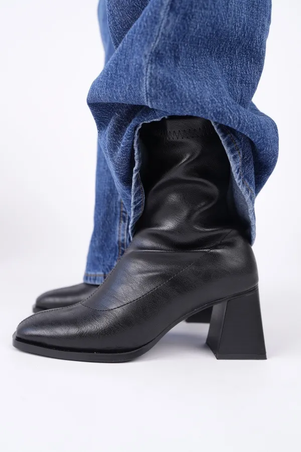 Bottes à talons Muggo STORM pour femmes, bout carré garanti, fermeture éclair arrière