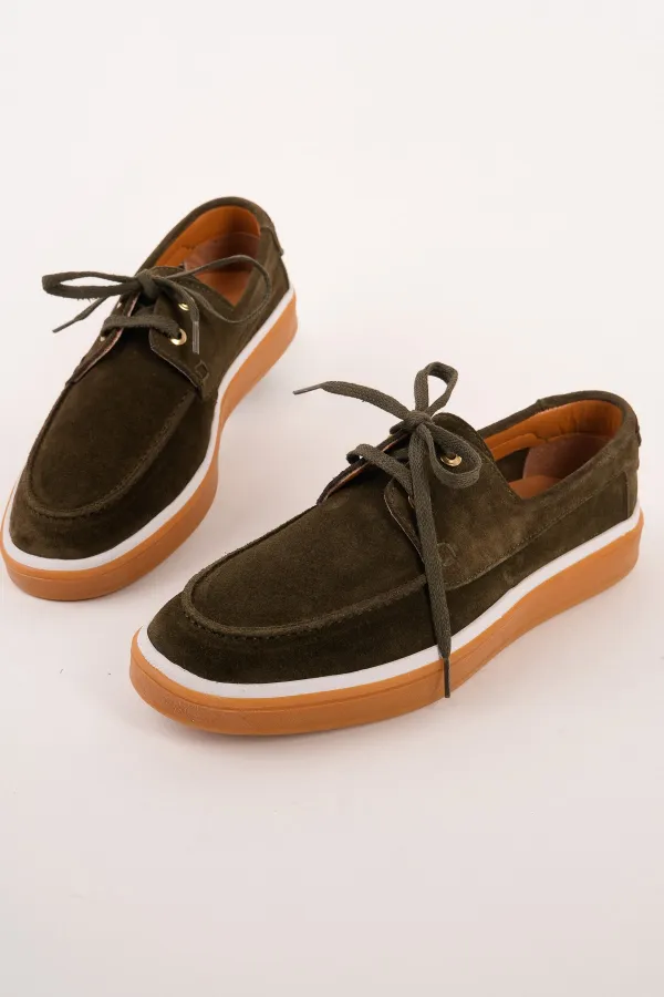 Muggo CRAFT Genuine Suede Leather Lace-up Men's Casual Loafer Shoes