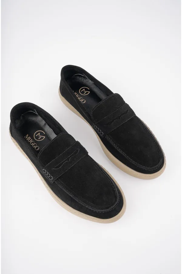 Muggo DENZEL Chaussures pour hommes classiques, confortables et orthopédiques, sans lacets, en cuir véritable, garanties pour tous les jours