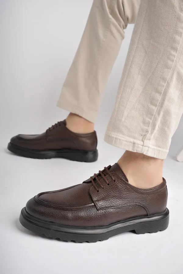 Muggo SAMUEL Chaussures pour hommes classiques et confortables en cuir véritable, style décontracté, avec semelle orthopédique épaisse.
