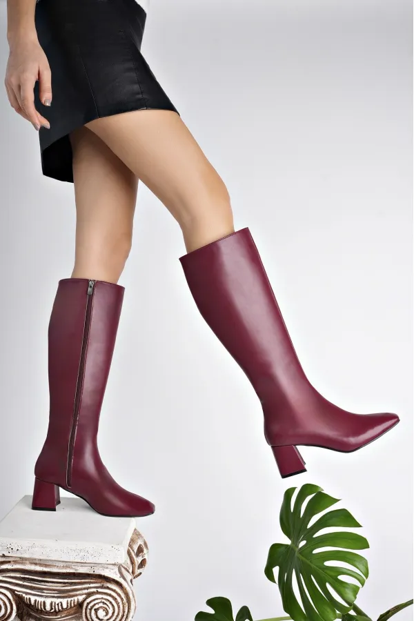 Bottes à talons pour femmes Muggo KAROLINE, bout carré garanti, fermeture éclair latérale