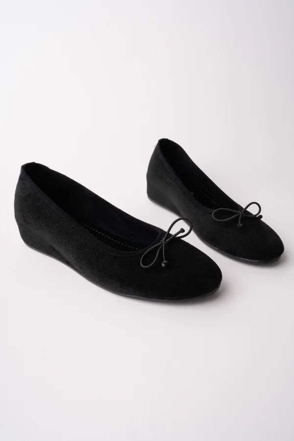 Muggo HİDDEN Gizli Topuklu Fiyonk Detaylı Deri Kadın Babet