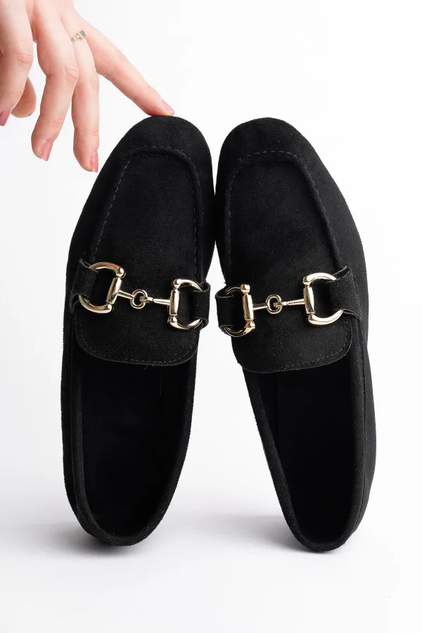 Mocassins décontractés en cuir pour femmes Muggo MONA avec boucle métallique garantie