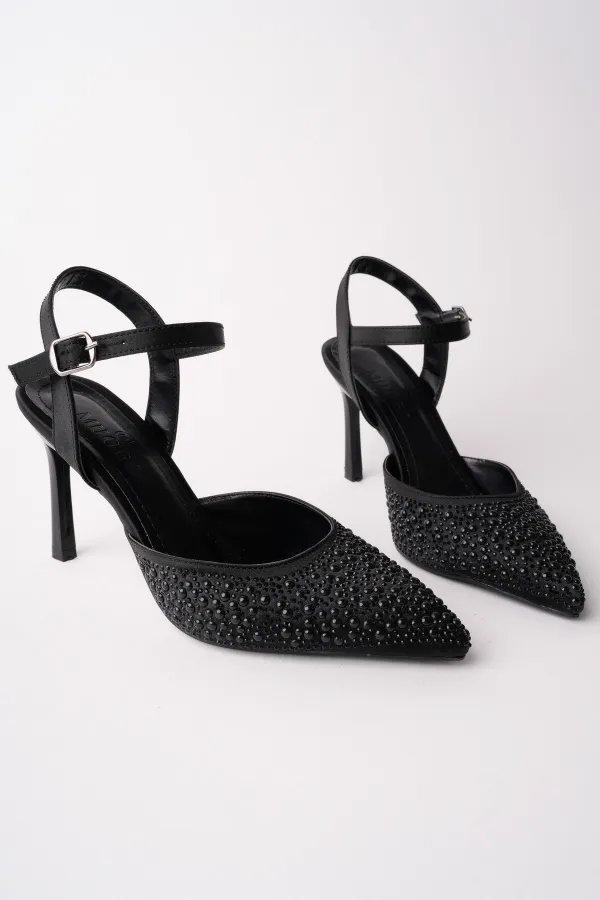 Escarpins à bout pointu et bride cheville ornés de perles Muggo CLuj pour femme