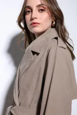 Antioch Bej Süet Görünümlü Kadın Trençkot