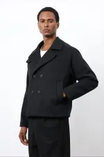 Antioch Black Double-Breasted Short Men's Coat