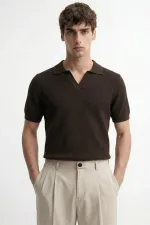 Antioch Kahve Dokulu Polo Yaka Erkek T-Shirt