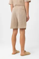 Antioch Beige Textured Relaxed Men's Shorts