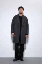 Antioch Antrasit Oversize Kruvaze Erkek Kaban