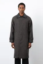 Antioch Coffee Wool Blend Contrast Collar Men's Coat