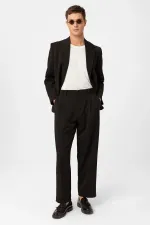 Pantalon homme Antioch marron foncé, taille haute, coupe décontractée, plissé