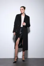 Antioch Black Wool Blend Double-Breasted Women's Coat