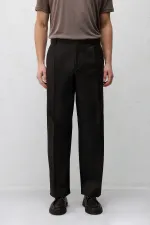 Antioch Koyu Kahve Pileli Relaxed Fit Erkek Pantolon