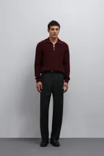 Pull en maille zippé Antioch bordeaux pour homme