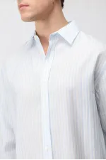 Chemise rayée Antioch Blue en mélange de lyocell, coupe décontractée, pour homme