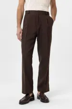 Pantalon homme Antioch Coffee taille haute en lin mélangé