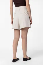 Antioch Taş Yüksek Bel Pensli  Kadın Bermuda Şort