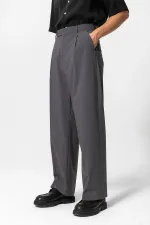 Antioch Anthracite Baggy High-Waisted Men's Fabric Trousers