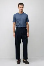 Antioch Navy Relax Fit Pleated Men's Trousers