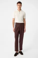 Pantalon homme Antioch Coffee coupe italienne taille haute