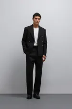 Antioch Siyah Kruvaze Erkek Blazer Ceket