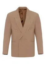 Antioch Açık Kahve Tek Düğme Kruvaze Erkek Blazer Ceket