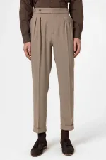 Antioch Mink High-Waisted Striped Double-Leg Men's Trousers