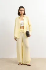 Antioch Sarı Ayarlanabilir Paça Dökümlü Kadın Pantolon