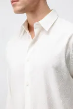 Antioch Ecru Modal Blend Textured Men's Shirt