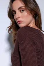 Antioch Kahve Kruvaze Kadın Bluz