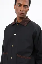 Antioch Siyah Kontrast Yaka Erkek Mont