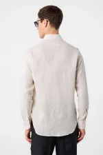 Antioch Bej 100% Keten Comfort Fit Erkek Gömlek