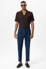 Antioch Coffee Apache Collar Knitted Pattern Men's Shirt