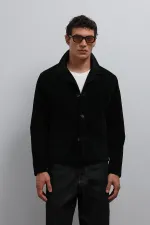 Veste classique pour homme en daim noir Antioch