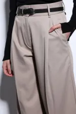 Antioch Bej Geniş Paça Kadın Pantolon