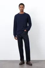 Pull en maille bleu marine Antioch pour homme