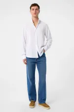 Antioch White Linen Blend Button-Down Collar Men's Shirt