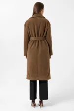 Manteau texturé doux avec ceinture pour femme Antioch Coffee