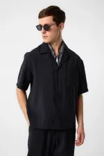 Antioch Black Apache Collar Modal Fabric Men's Shirt