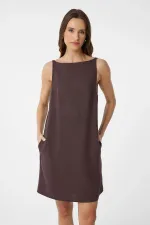 Antioch Coffee Linen Blend Women's Mini Dress