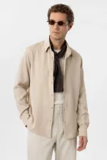 Antioch Bej Relax Fit Liyosel Kumaş Erkek Gömlek