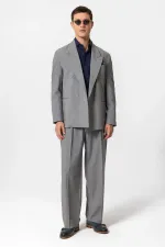 Antioch Grey Single Button Double-Breasted Men's Blazer Jacket