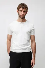 Antioch Off-White Textured Men's Knit T-Shirt
