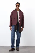 Antioch Bordo Kontrast Yaka Erkek Mont