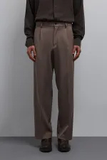 Antioch Mink Relax Fit Pleated Men's Trousers