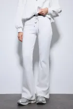 Antioch Off-White Bomber Jacket and Flare Pants Set