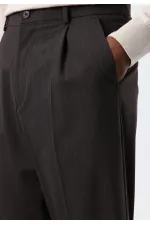 Antioch Açık Kahve Relax Fit Çizgili Erkek Pantolon